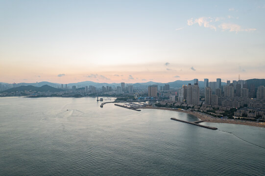 大连地标星海公园航拍城市风光