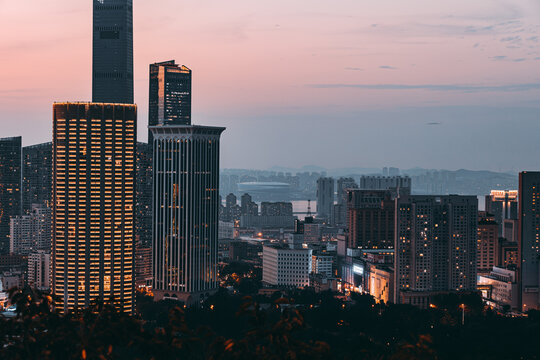 大连城市风光商务区夜景