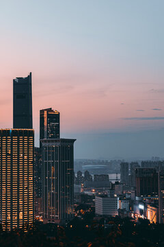 大连城市风光商务区夜景