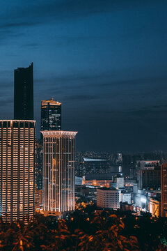 大连城市风光商务区夜景