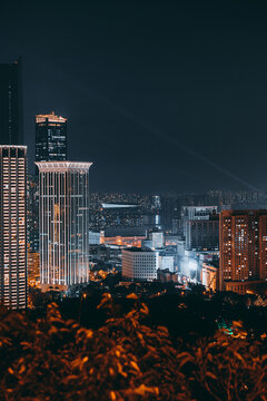 大连城市风光商务区夜景