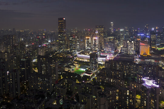 深圳后海航拍城市建筑风光夜景