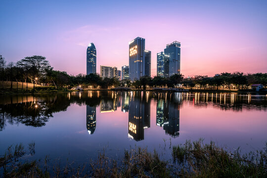 惠州北湖公园夜景蓝调