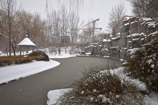 石家庄绿洲公园雪景