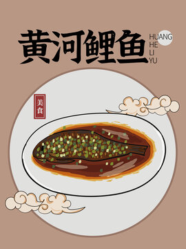 手繪黃河鯉魚