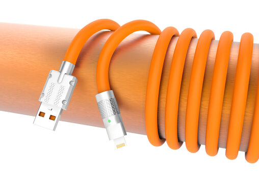 USB橙色苹果数据线充电线绕柱
