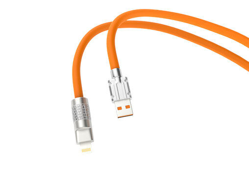 USB苹果头橙色数据线充电线