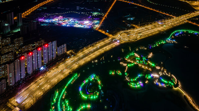 中国长春南部新城夜景