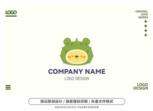 原创卡通榴莲小熊logo