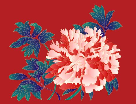 國風(fēng)牡丹花插畫素材