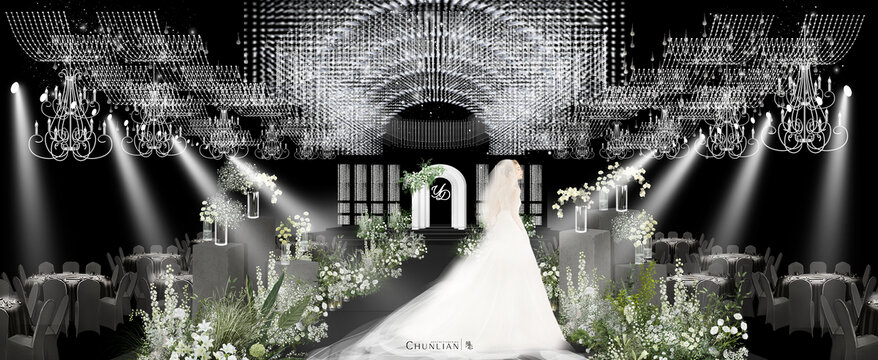 韩式水晶白绿色婚礼