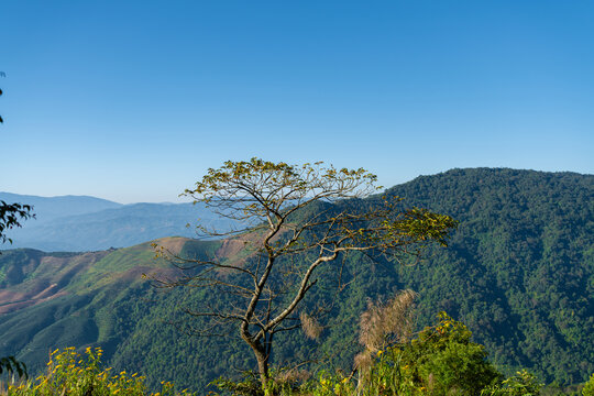 山顶的天空和风景