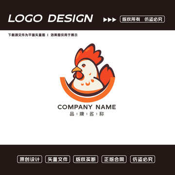 卡通鸡logo标志