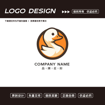 卡通鸭子logo标志