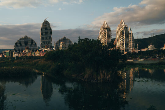 西双版纳景洪市的建筑和景观