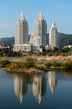 西双版纳景洪市的建筑和景观