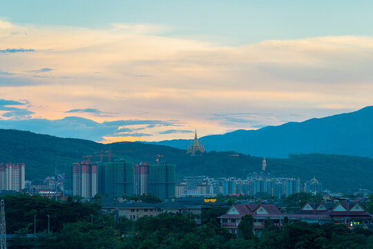 西双版纳景洪市的建筑和景观