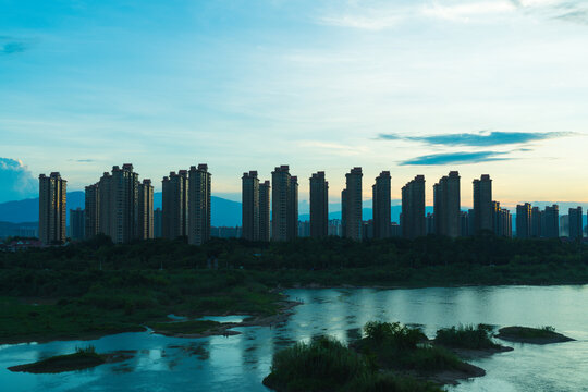 西双版纳景洪市的建筑和景观