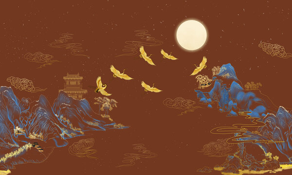 白描山水畫