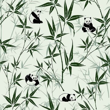 熊貓竹子印花壁紙圖案