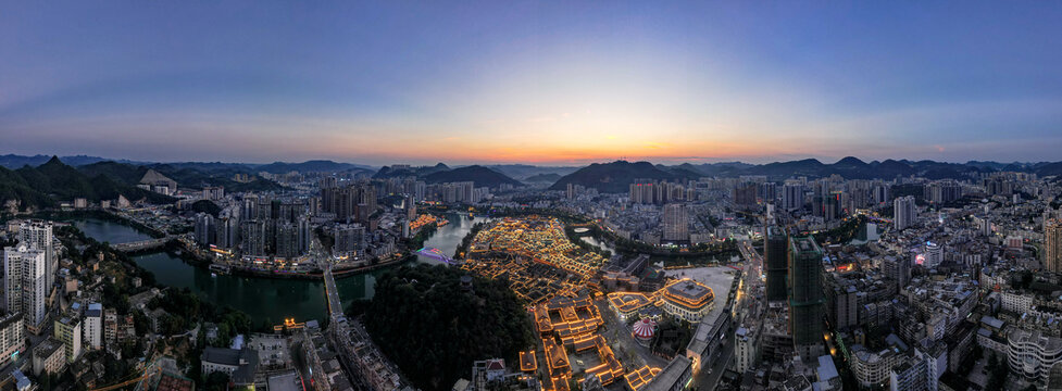 铜仁中华门古城夜景全景图航拍