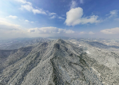 祖国大好河山山川丘陵雪景全景图