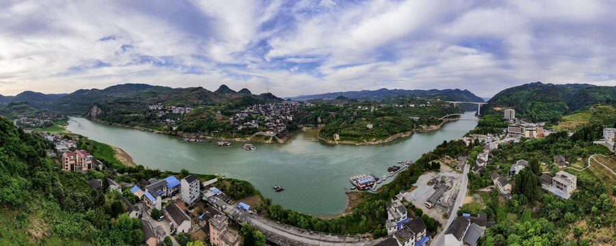 湖南湘西芙蓉镇全景图