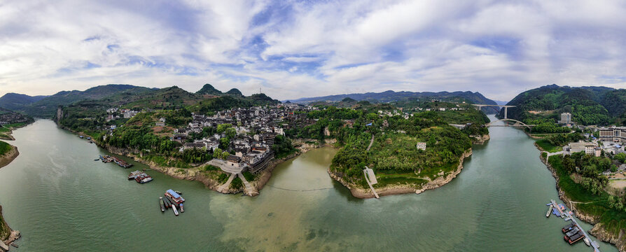 湖南湘西芙蓉镇全景图