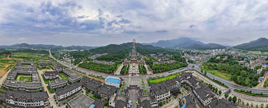 江西九江东林大佛航拍全景图