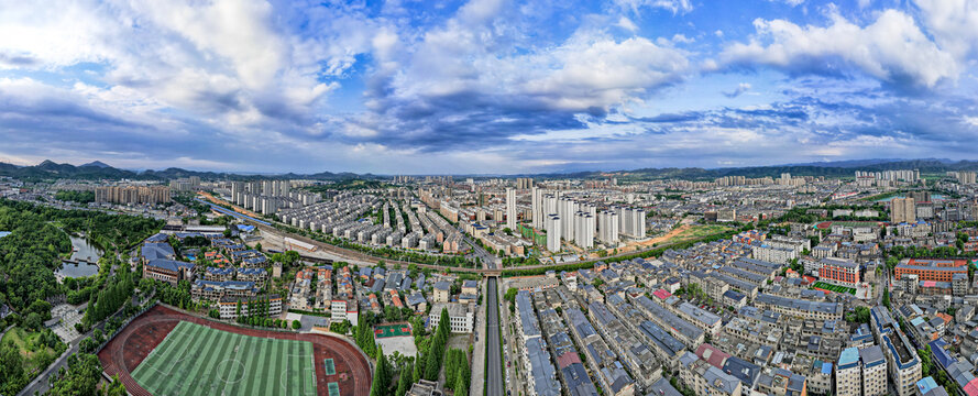 江西瑞昌城市全景图航拍