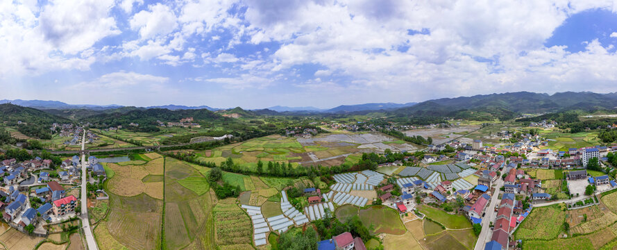 美丽乡村田园航拍全景图