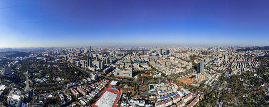 山东济南城市风光航拍全景图