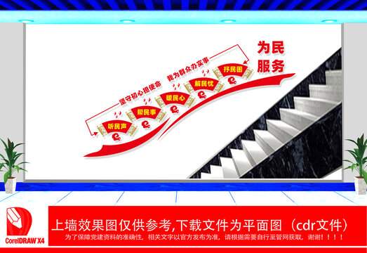 為民服務(wù)樓梯文化墻