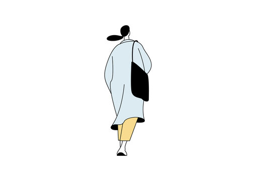 插畫人物女人背影