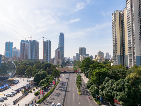 广西南宁城市风光航拍图