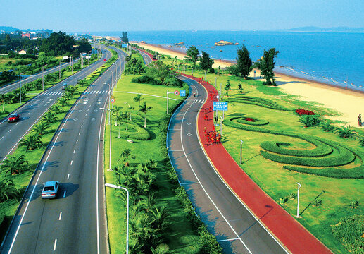 福建厦门环岛路彩色沥青路面