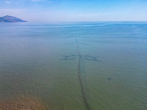 航拍葫芦岛渤海海面