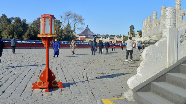 北京天坛公园景观宫灯