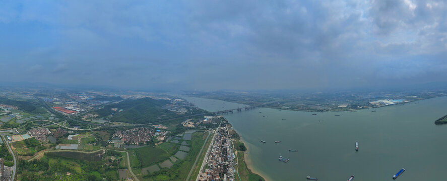 高明西江风光全景