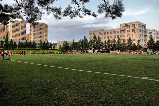 延边大学校园建筑操场草坪