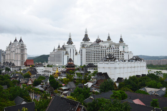 西双版纳地标建筑景洪市告庄湄公