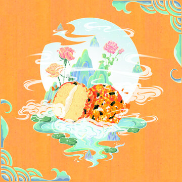 國(guó)風(fēng)包裝插畫肉松小貝