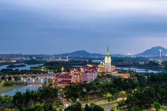 东莞松山湖欧洲小镇夜景