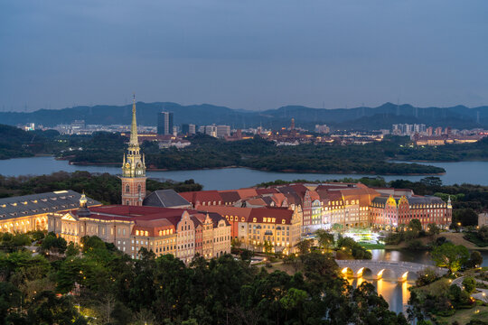 东莞松山湖欧洲小镇夜景