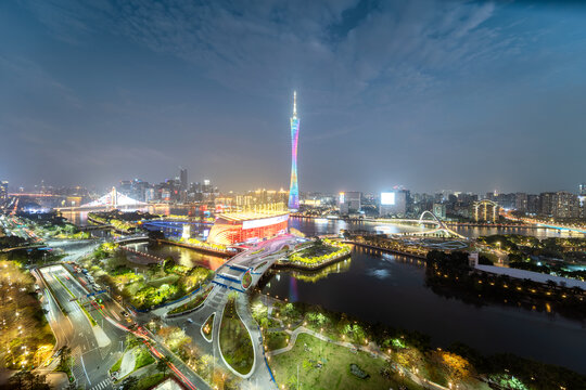 广州海心沙与广州塔夜景