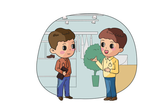 購物場景卡通設計插畫