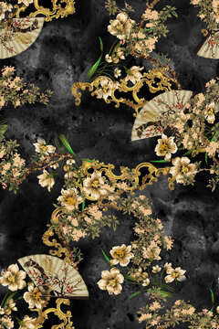 國(guó)風(fēng)扇子碎花