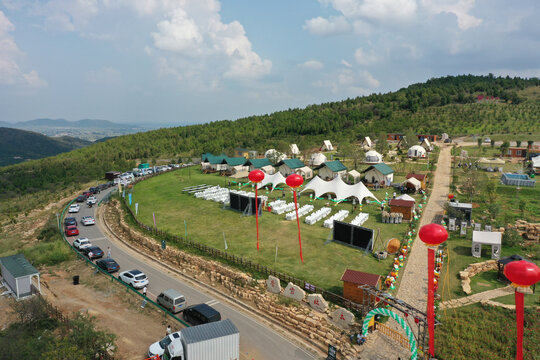 航拍淮北市烈山区龙脊山