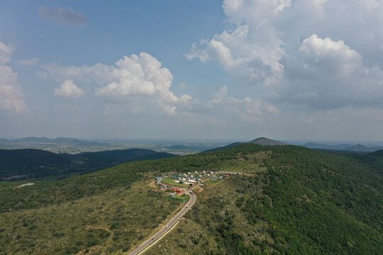 航拍淮北市烈山区龙脊山