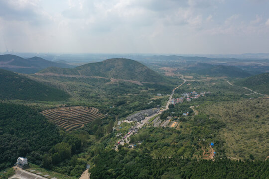 航拍淮北市烈山区龙脊山